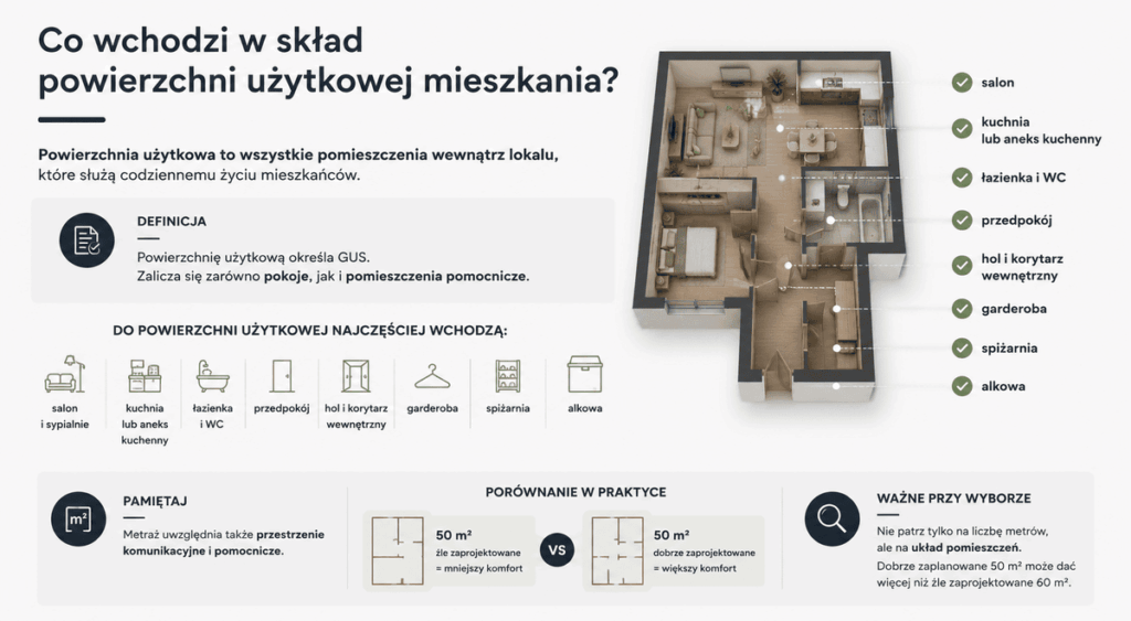 Co wchodzi w skład powierzchni użytkowej mieszkania?
