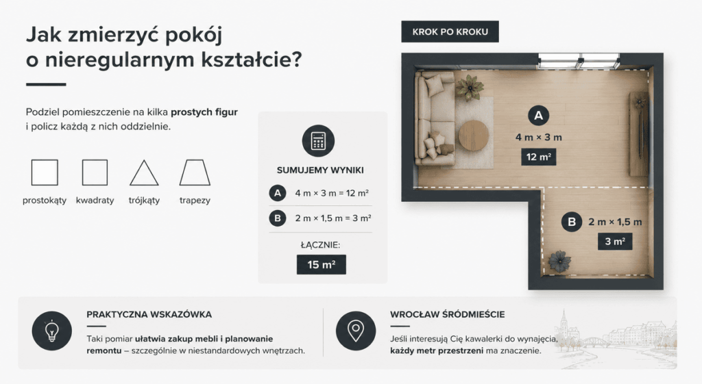 Jak zmierzyć pokój o nieregularnym kształcie?